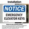 Signmission Emergency Elevator Keys, 5 in W x Rectangle, Vinyl Decal OS-2PACK-NS-D-35-L-11783 - alternate 6